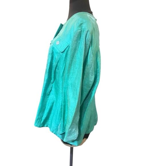 Y2K Iridescent Green Glam Feminine Blazer Jakcet 20W Fairy Easter Lightweight - Picture 4 of 8